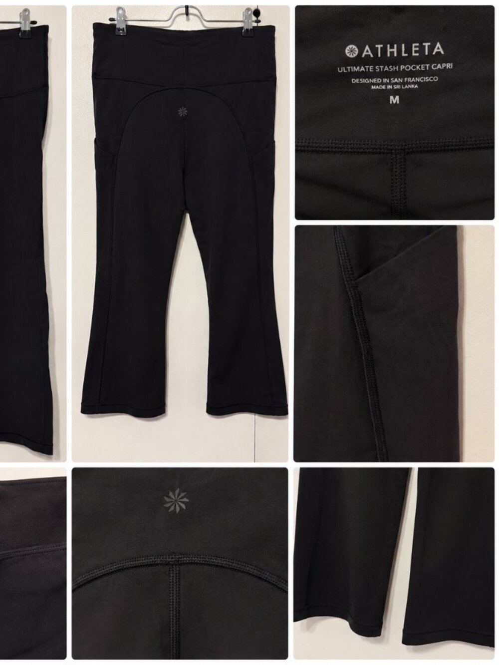 Athleta Ultimate Stash Pocket Capri Leggings Black Medium